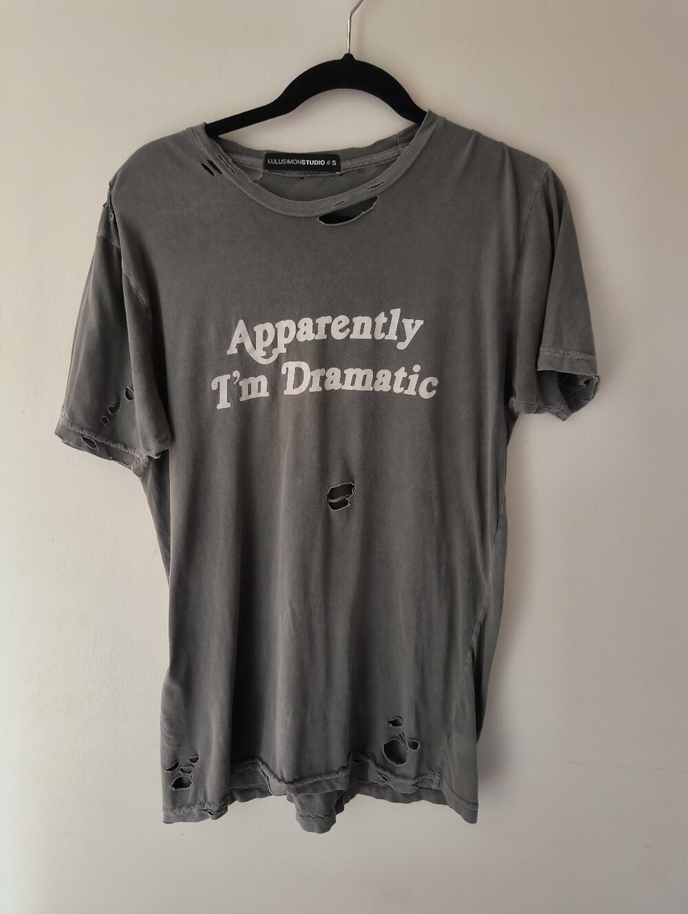 Lulu Simon Studio Distressed Grey Short sleeve T-shirt Size Small